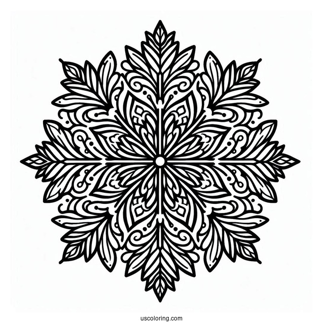 Easy Snowflake Coloring Page Outline For Kids