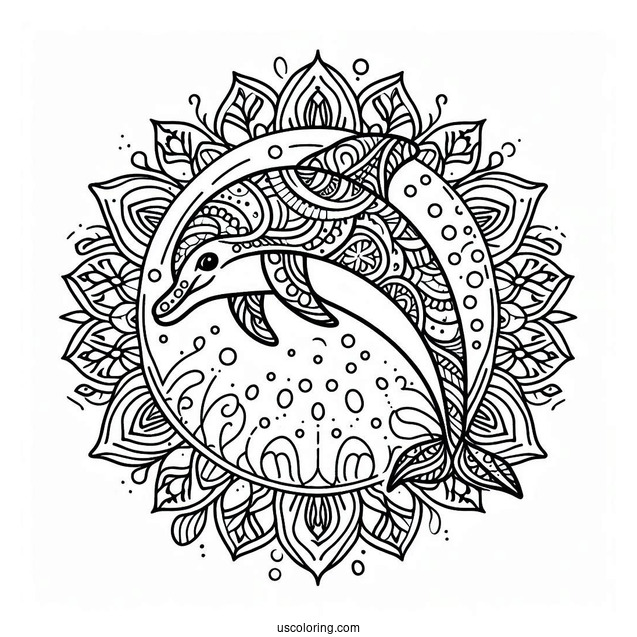 Mandala Dolphin Coloring Sheet For Adults