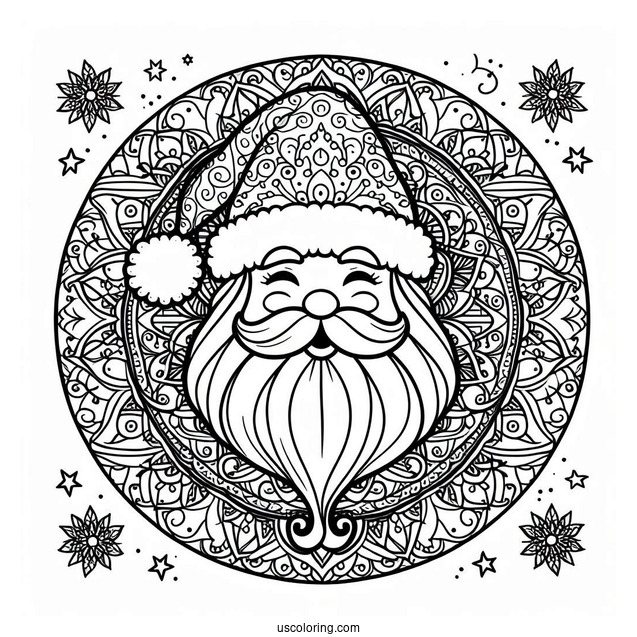Santa Mandala Coloring Sheet