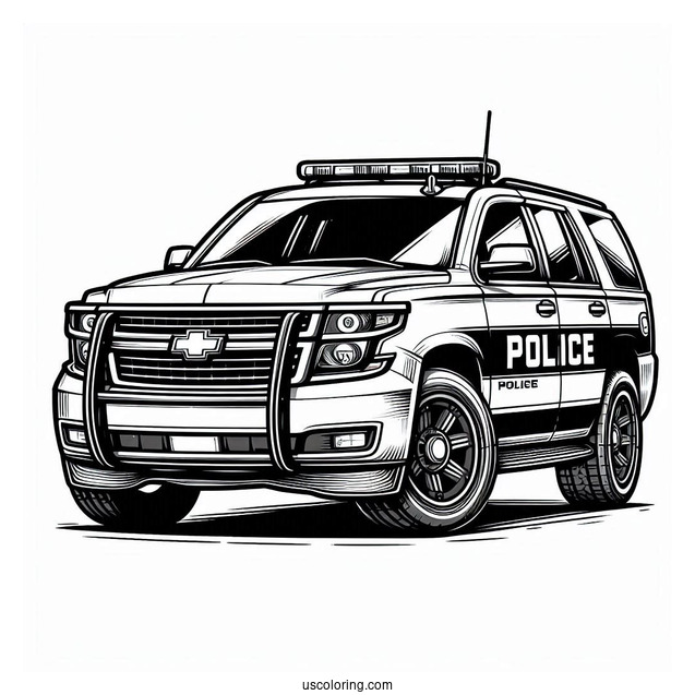 SUV Police Car Coloring Sheet
