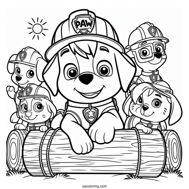 Paw Patrol Log With Friends Coloring Sheet