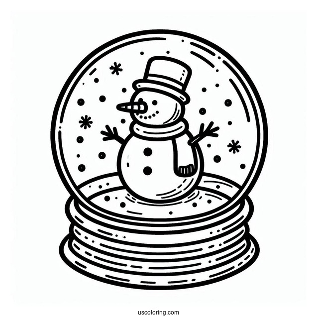 Snowman Shaped Snow Globe Coloring Page