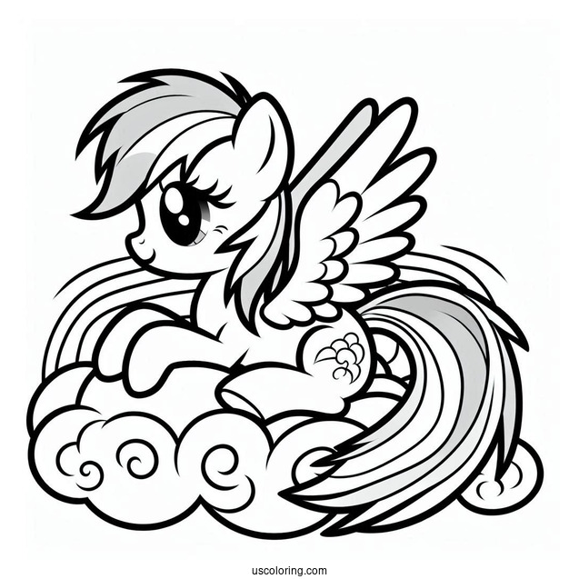 Rainbow Dash With Folded Wings On Cloud