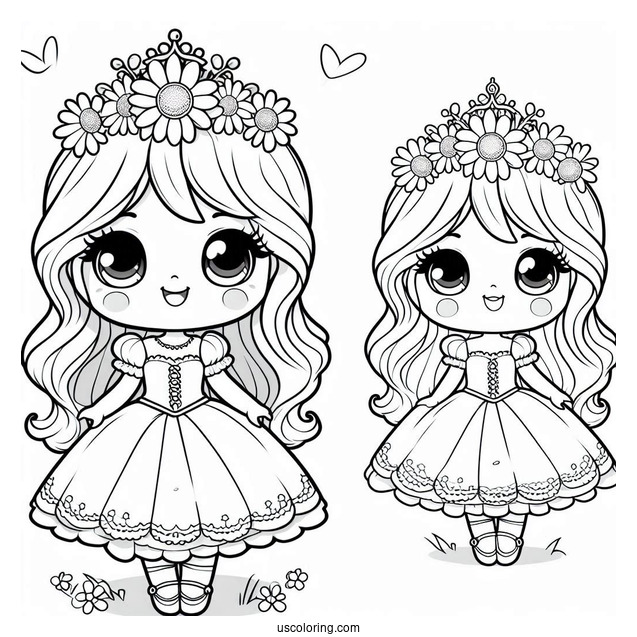 Cute Princess Daisy Coloring Page Smiling For Preschoolers