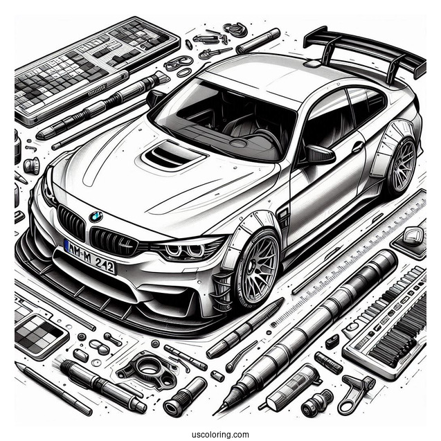 BMW Coloring Page M4 Race Car