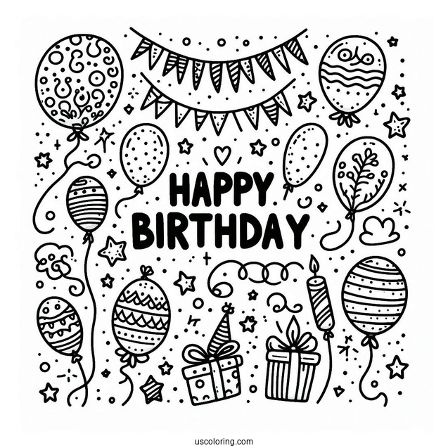 Happy Birthday To You Balloons To Color