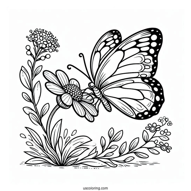 Butterfly Feeding On Flower Nectar