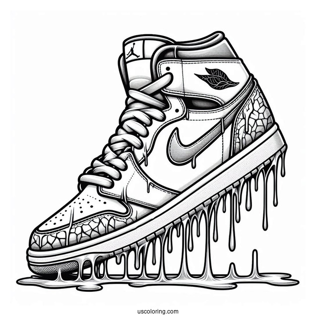 Nike Coloring Page Of Air Jordan Melting Paint