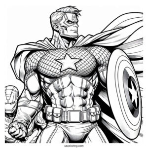 Captain America With Hulk, Iron Man, Thor, Black Widow and Hawk Eye