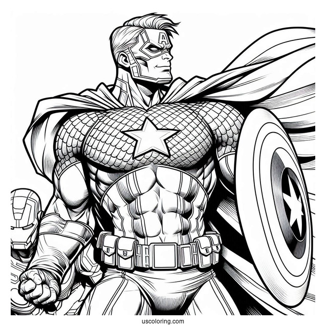 Captain America With Hulk, Iron Man, Thor, Black Widow and Hawk Eye