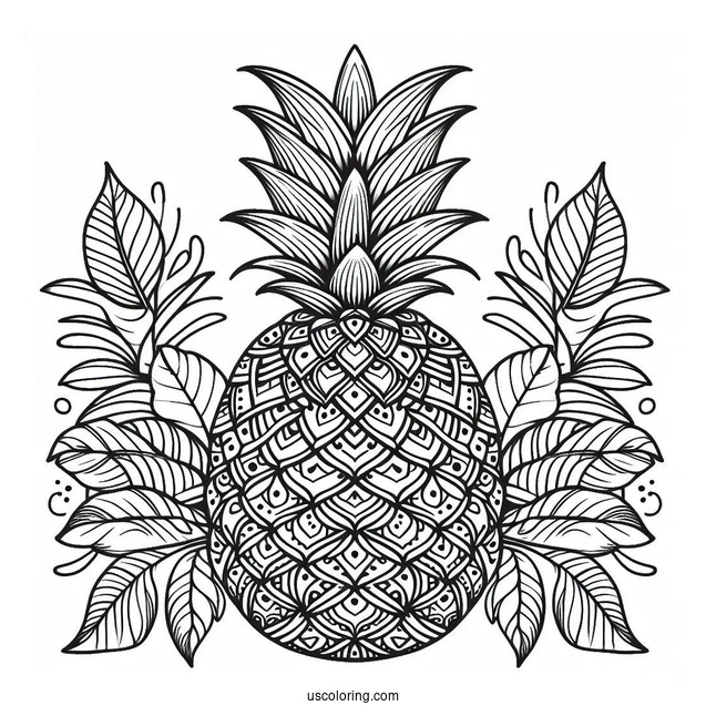 Elegant Pineapple Coloring Page Mandala Design For Adults