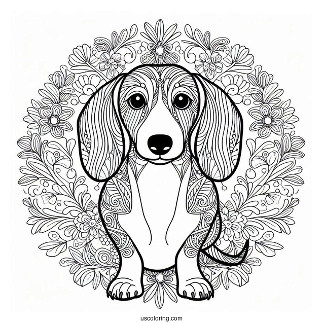 Dachshund Coloring Page Mandala