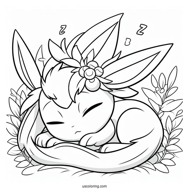 Cute Sleeping Sylveon Coloring Page