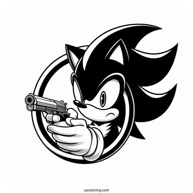 Shadow Coloring Page Of Holding Gun While Inside Ring