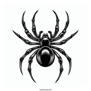 Detailed Black Widow Spider Coloring Sheet