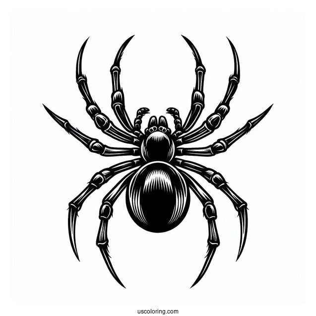 Detailed Black Widow Spider Coloring Sheet