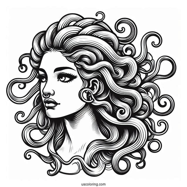 Realistic Medusa Coloring Page With Nose Ring