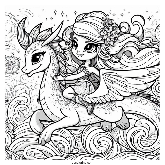 Shimmer And Shine Coloring Page Of And Leah Riding A Dragon