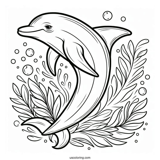 Simple Outline Of Dolphin For Kids