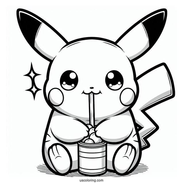 Baby Pikachu Eating Pocky Coloring In For Preschoolers