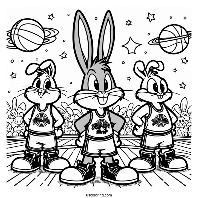 Cute Bugs Bunny In Tune Squad Jersey Coloring Page For Kids