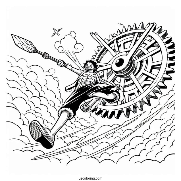 Luffy Coloring Page Boundman Gear In The Sky