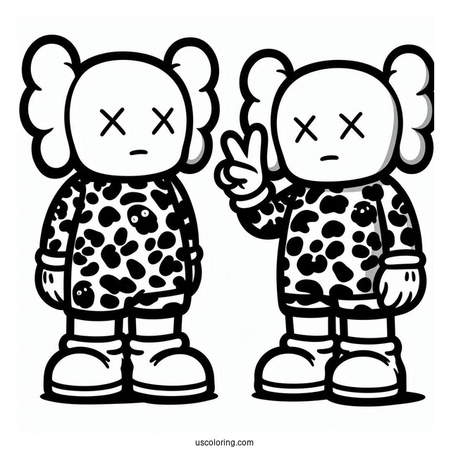 KAWS Coloring Page Companion In Bape Shirt12