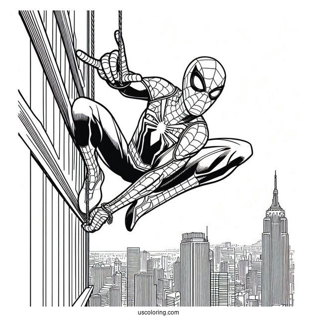 Spider-Man Scaling Skyscraper Coloring Page