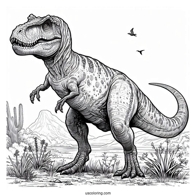 Realistic T-Rex Coloring Page For Kids