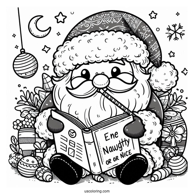 Cute Santa Reading His Naughty Or Nice List