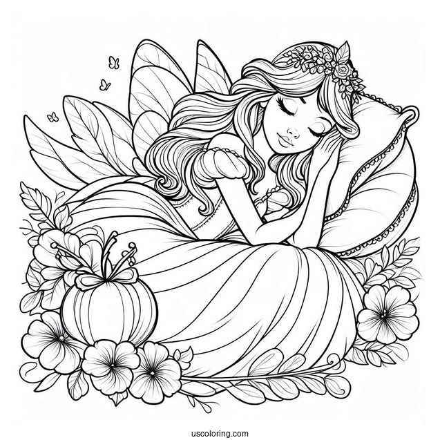 Sleeping Beauty Coloring Page Of Fairy Godmother Flora For Kids