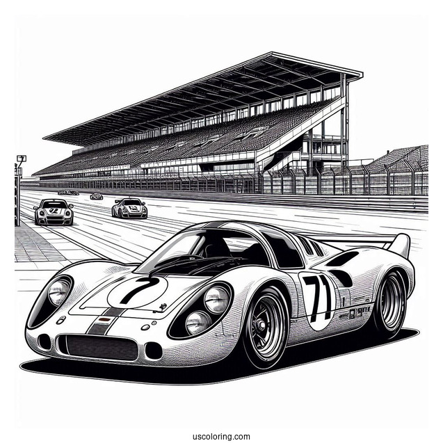 Porsche Coloring Page 917 RCR Gulf On Race Track