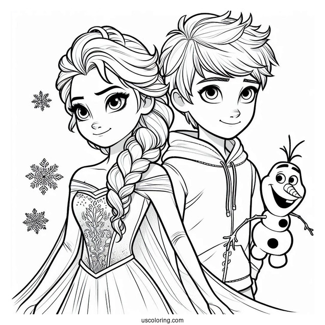 Elsa And Jack Frost Coloring Page