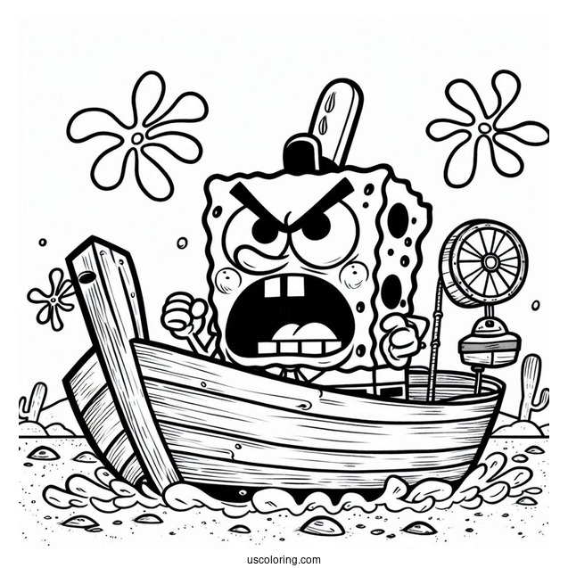 Flying Dutchman In A Rage SpongeBob Coloring Page