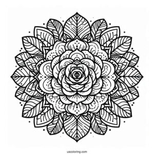 Rose Mandala Coloring Page For Adults