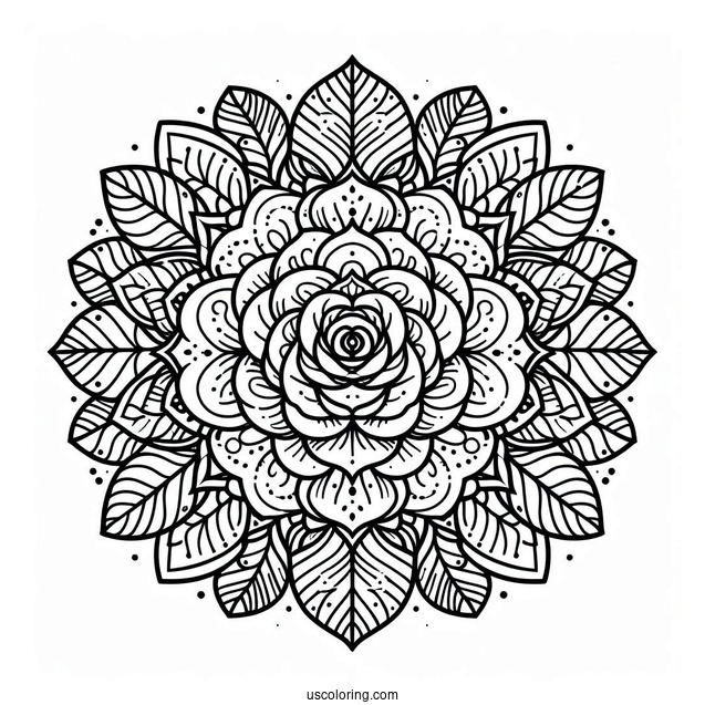 Rose Mandala Coloring Page For Adults