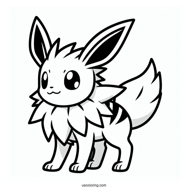 Simple Jolteon Coloring Page Outline For Preschoolers