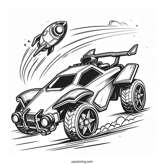 Rocket League Coloring Page Poster For Kids