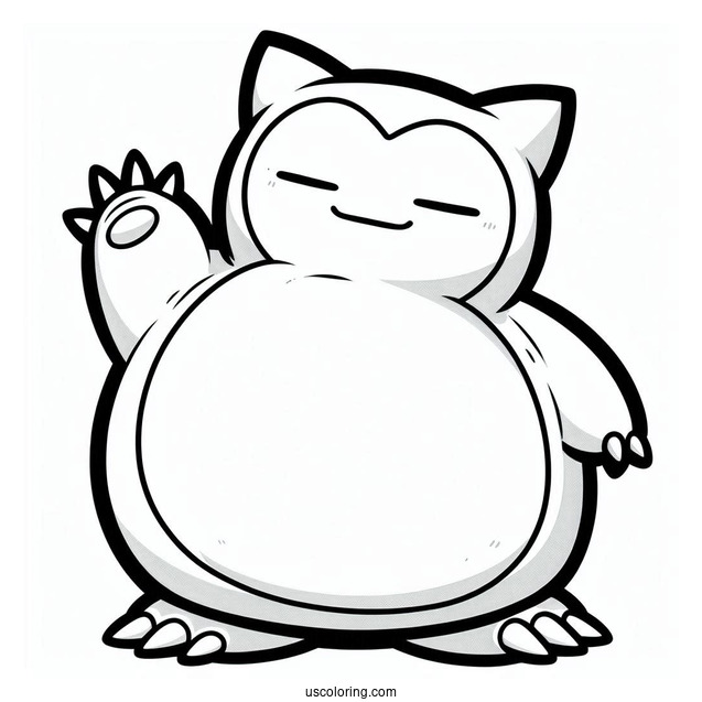 Waving Snorlax Coloring Page For Preschoolers