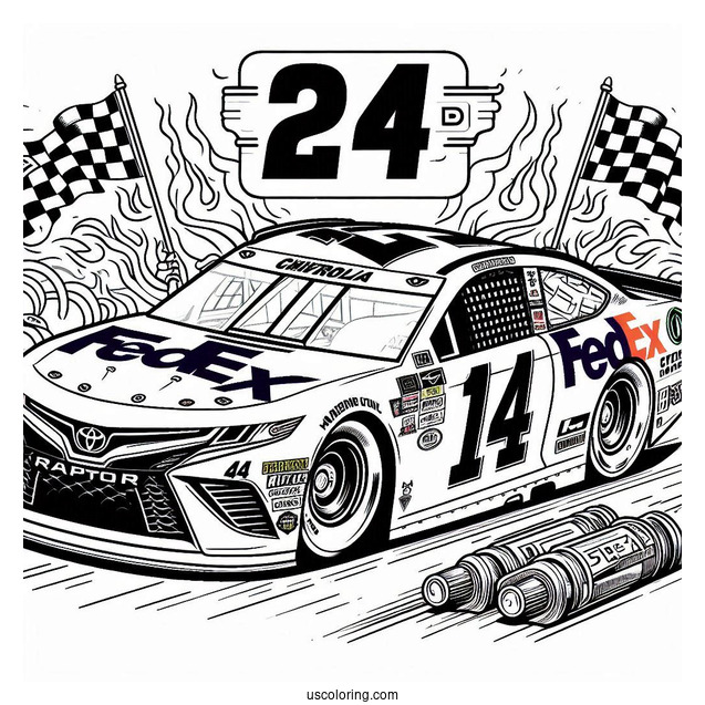 No 11 FedEx Toyota Racing No 24 Raptor Chevrolet NASCAR Coloring Page