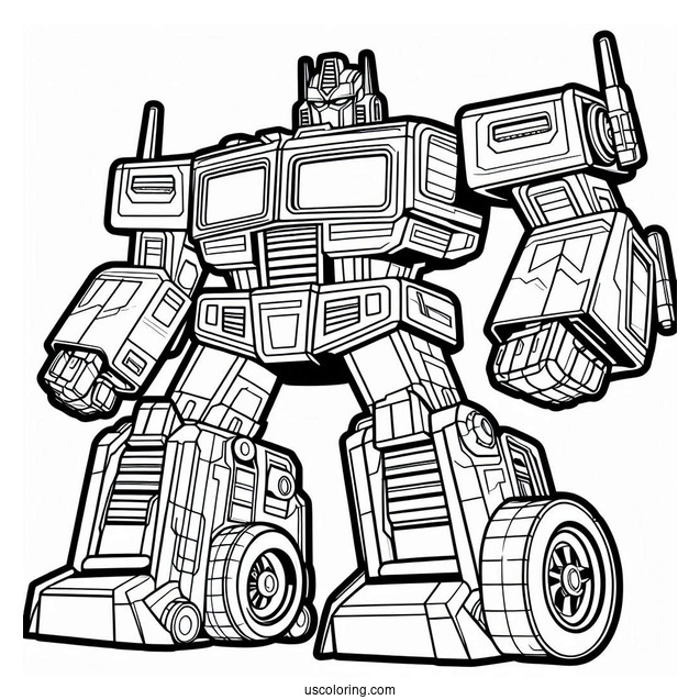 Cute Cartoon Optimus Prime Coloring Page For Preschoolers