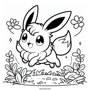 Kawaii Sylveon Coloring Page Leaping