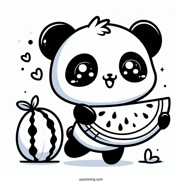 Kawaii Themed Panda With Watermelon