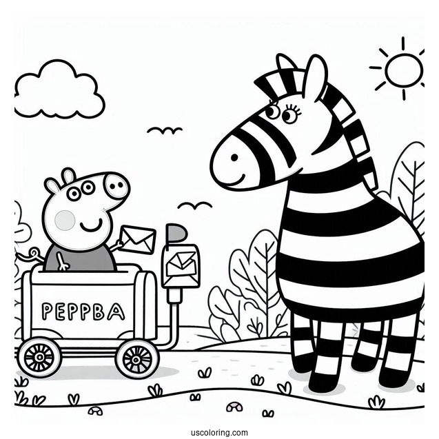 Mr Zebra Delivering Mail To Peppa