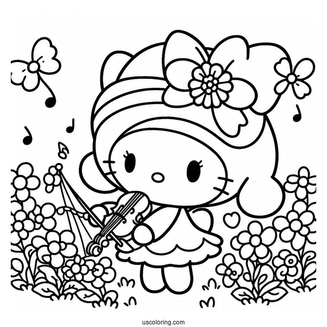 Sanrio Coloring Pages Of My Melody Picking Flowers