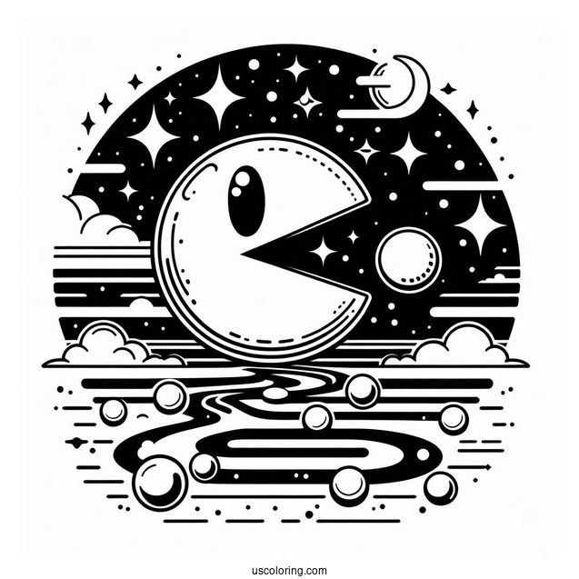 Pac-Man Coloring Page Game Poster