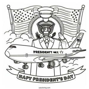 Happy President s Day Air Force One Plane Coloring Page