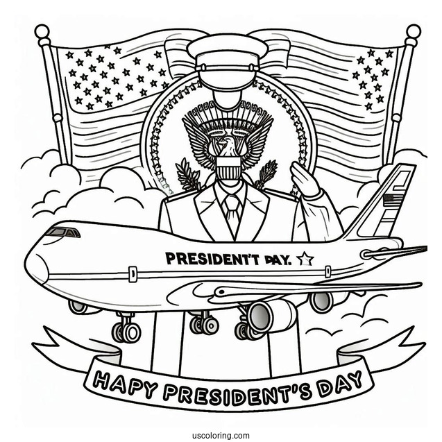 Happy President s Day Air Force One Plane Coloring Page
