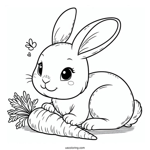 Rabbit Coloring Page Eating A Carrot