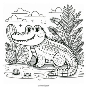 Simple To Color Crocodile Picture For Kids